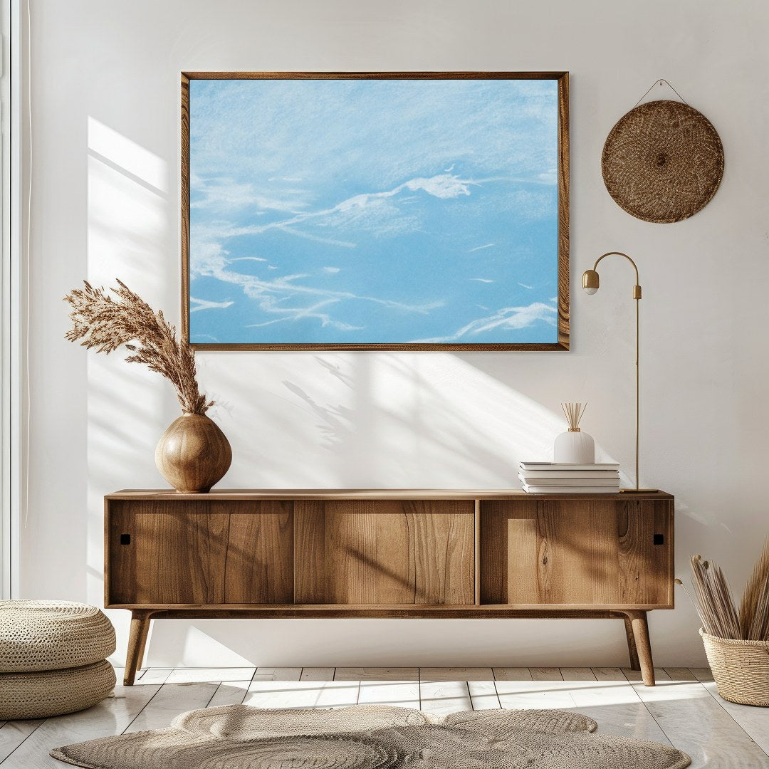 Immerse yourself in tranquility with this stunning depiction of serene blue skies. The ethereal for Sitting Area
