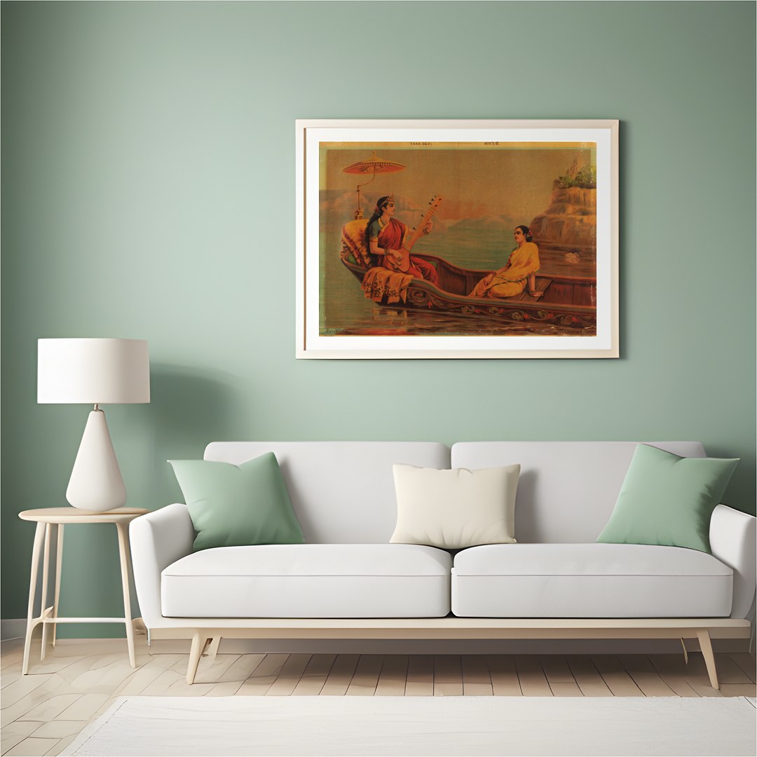 Experience the tranquil beauty of 'Serene Boat Melody', a captivating artwork depicting a for Hall