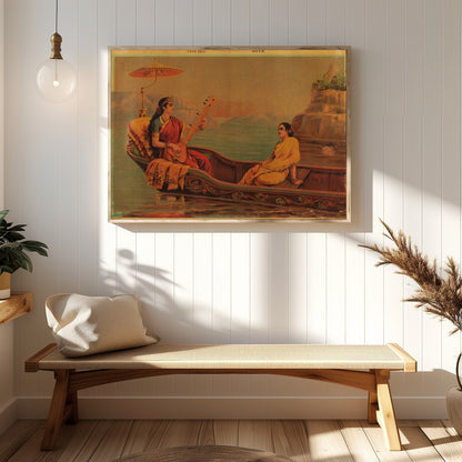 Experience the tranquil beauty of 'Serene Boat Melody', a captivating artwork depicting a for Hallway