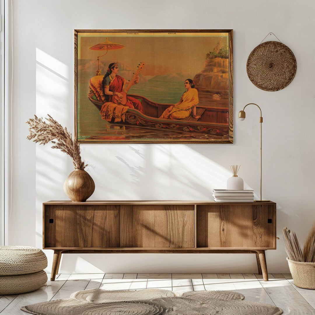 Experience the tranquil beauty of 'Serene Boat Melody', a captivating artwork depicting a for Sitting Area
