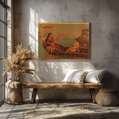 Experience the tranquil beauty of 'Serene Boat Melody', a captivating artwork depicting a for Veranda