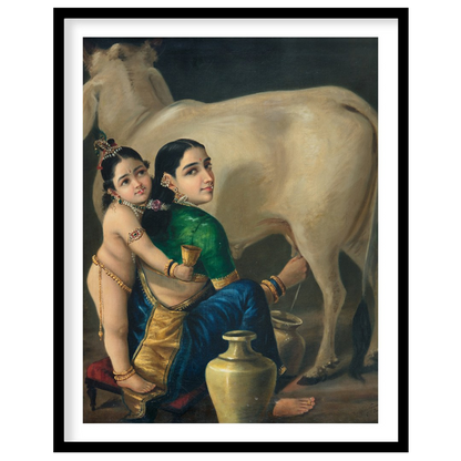 Experience the tranquil beauty of rustic life with this exquisite depiction of a mother and child for hallway