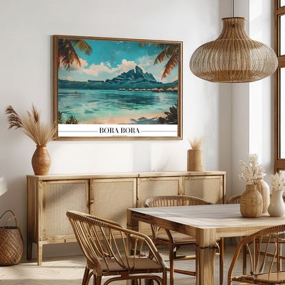 Capture the tranquil beauty of Bora Bora with this stunning artwork. The piece features a serene for Dining