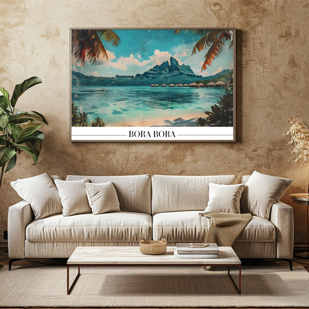 Capture the tranquil beauty of Bora Bora with this stunning artwork. The piece features a serene for Family Room