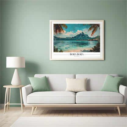 Capture the tranquil beauty of Bora Bora with this stunning artwork. The piece features a serene for Hall