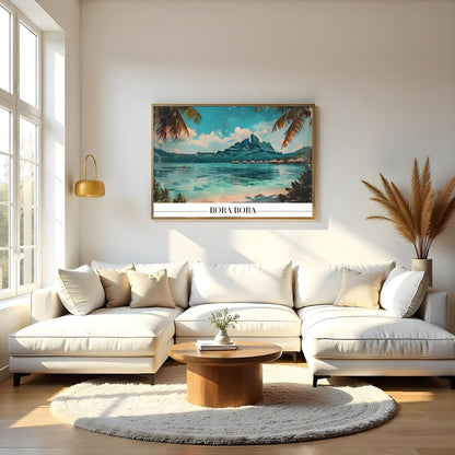 Capture the tranquil beauty of Bora Bora with this stunning artwork. The piece features a serene for Living Room