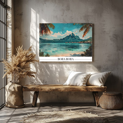 Capture the tranquil beauty of Bora Bora with this stunning artwork. The piece features a serene for Veranda