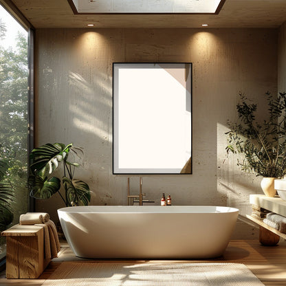 Elevate your space with this serene botanical abstract art print, featuring soothing earth tones for Bathroom