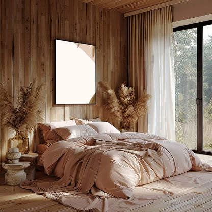 Elevate your space with this serene botanical abstract art print, featuring soothing earth tones for Bedroom