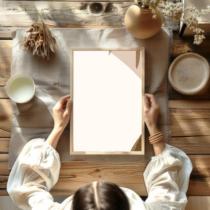 Elevate your space with this serene botanical abstract art print, featuring soothing earth tones for Kitchen