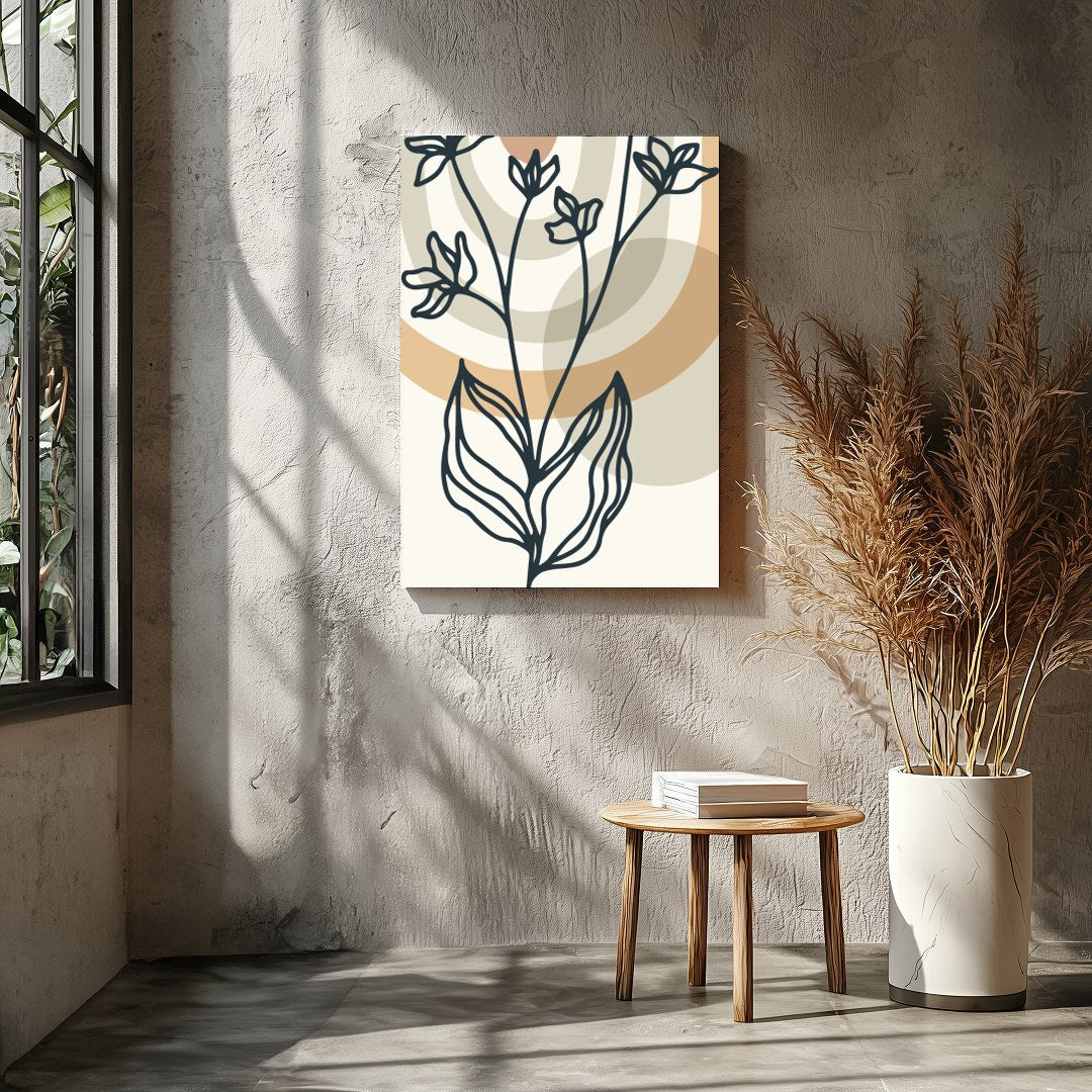Elevate your space with 'Serene Botanical Lines', a captivating blend of minimalistic floral for Entrance