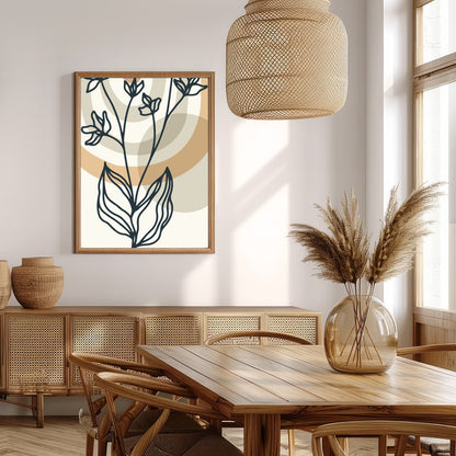 Elevate your space with 'Serene Botanical Lines', a captivating blend of minimalistic floral for Extra Kitchen