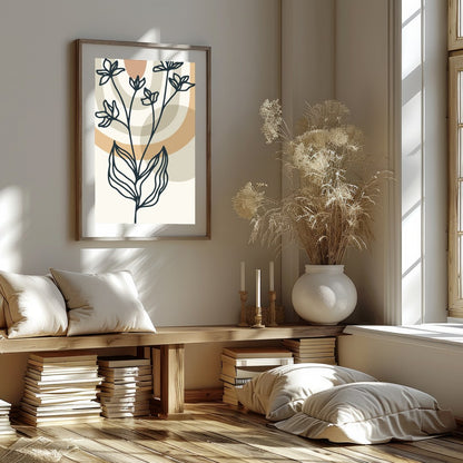 Elevate your space with 'Serene Botanical Lines', a captivating blend of minimalistic floral for room