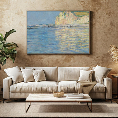 Immerse yourself in the tranquility of a serene coastal landscape, where soft blue waters meet the for Family Room