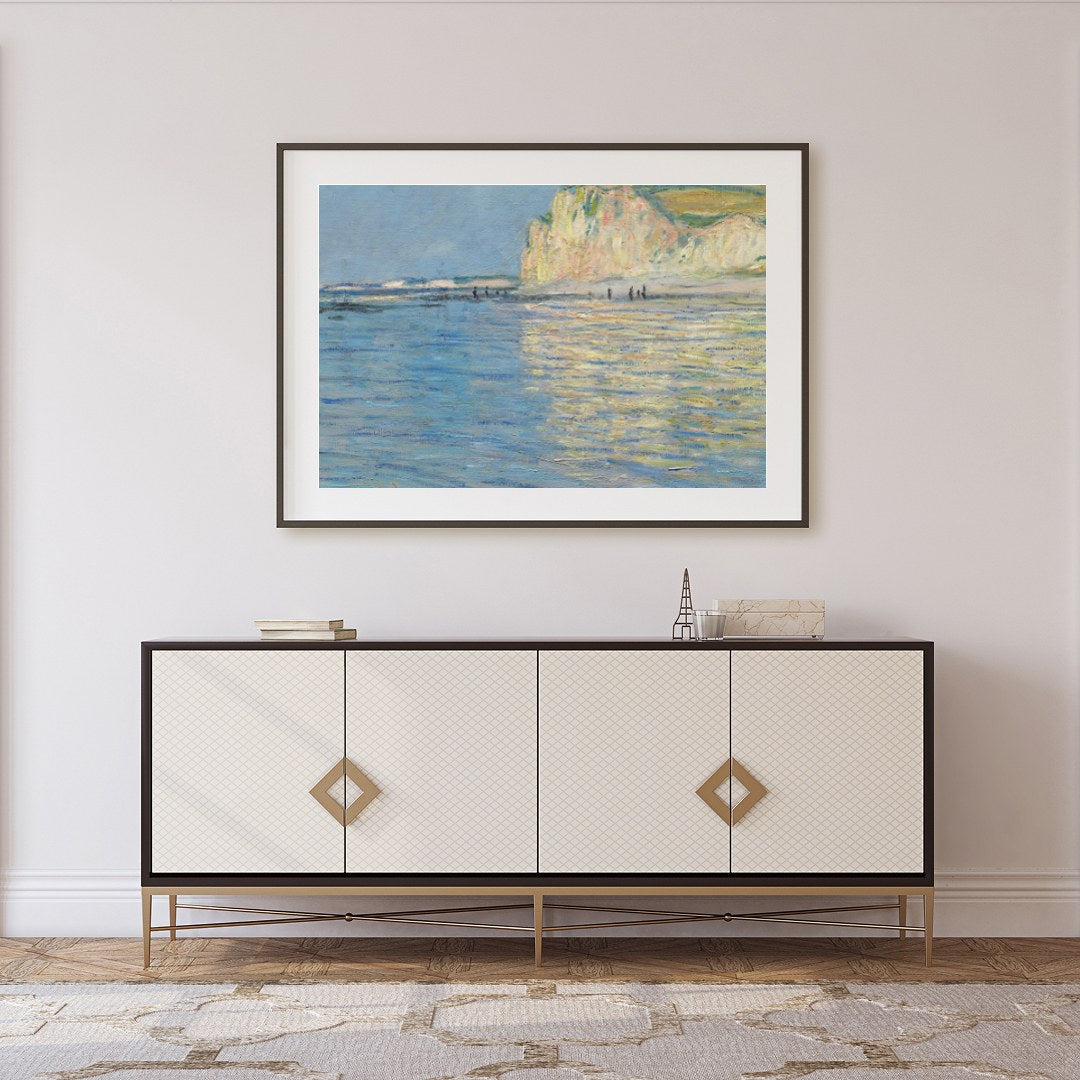 Immerse yourself in the tranquility of a serene coastal landscape, where soft blue waters meet the for Foyer
