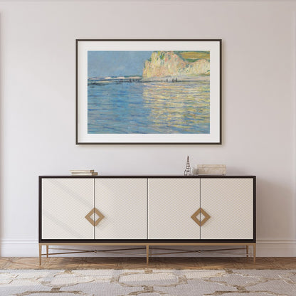 Immerse yourself in the tranquility of a serene coastal landscape, where soft blue waters meet the for Foyer