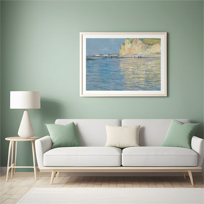 Immerse yourself in the tranquility of a serene coastal landscape, where soft blue waters meet the for Hall