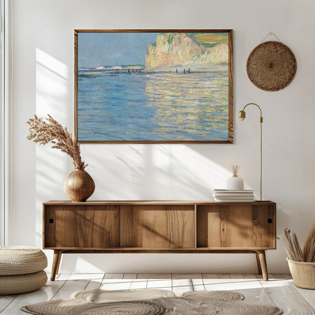 Immerse yourself in the tranquility of a serene coastal landscape, where soft blue waters meet the for Sitting Area