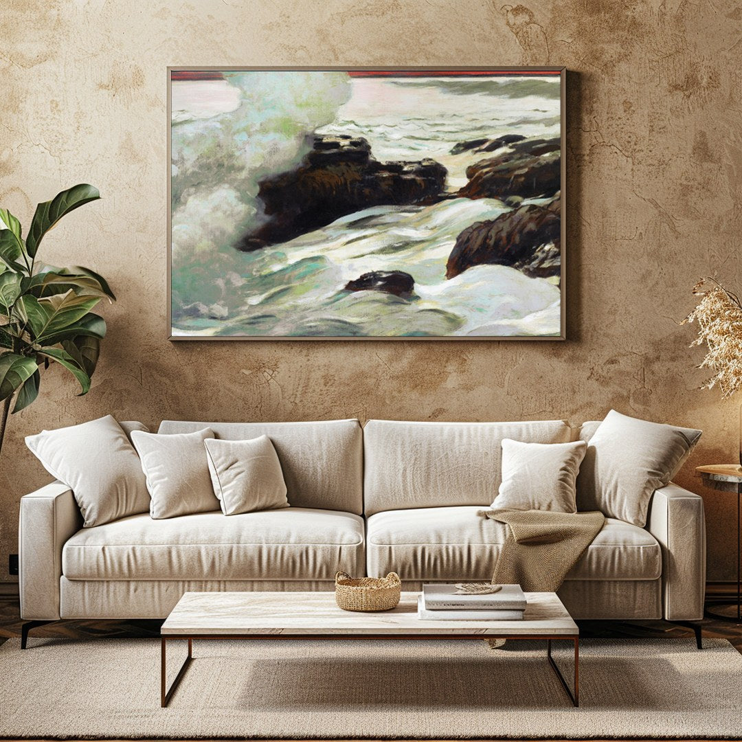 Capture the raw beauty and serene energy of the ocean with this captivating piece. The meticulous for Family Room