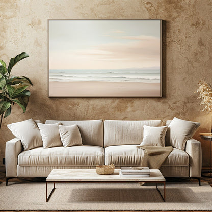 Capture the tranquility of the seaside with this breathtaking artwork, featuring gentle waves for Family Room