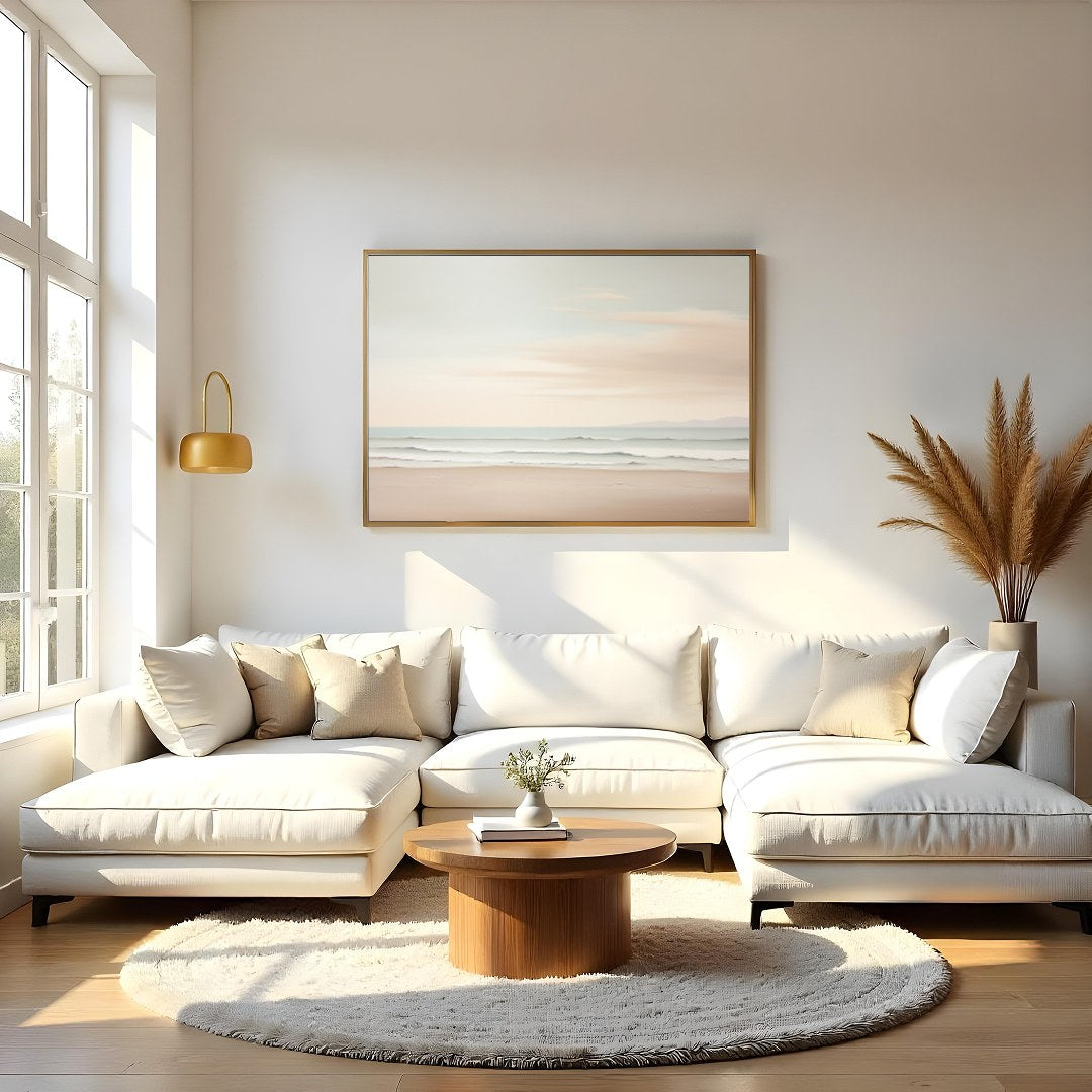 Capture the tranquility of the seaside with this breathtaking artwork, featuring gentle waves for Living Room