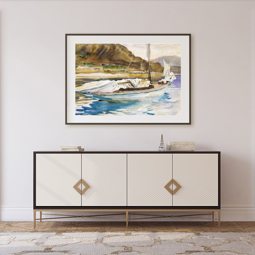 Capture the essence of a tranquil seaside escape with this exquisite watercolor painting of a for Foyer
