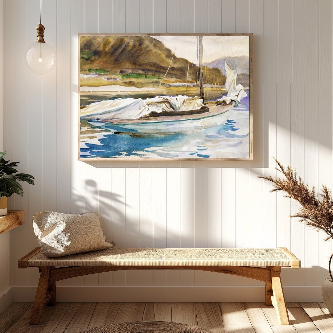 Capture the essence of a tranquil seaside escape with this exquisite watercolor painting of a for Hallway
