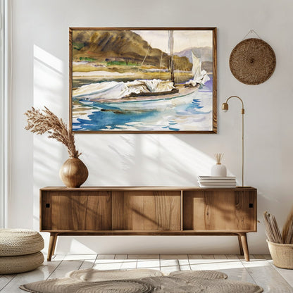 Capture the essence of a tranquil seaside escape with this exquisite watercolor painting of a for Sitting Area