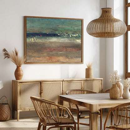 Experience the tranquil allure of a serene coastline with this evocative artwork. The calming waves for Dining