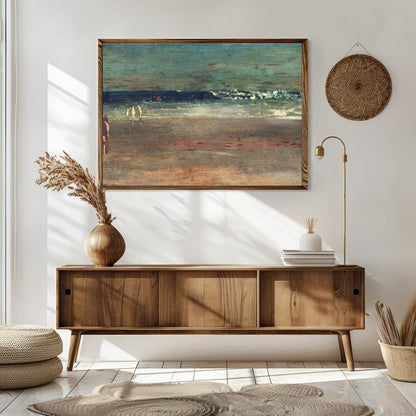 Experience the tranquil allure of a serene coastline with this evocative artwork. The calming waves for Sitting Area