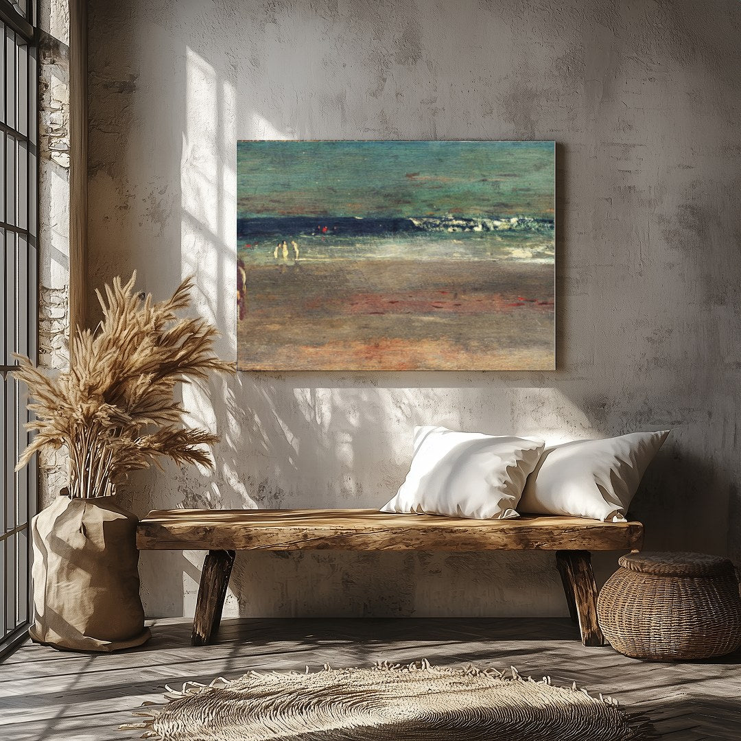 Experience the tranquil allure of a serene coastline with this evocative artwork. The calming waves for Veranda