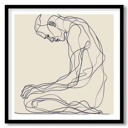 This minimalist line art captures a moment of introspective serenity, elegantly drawn against a for office