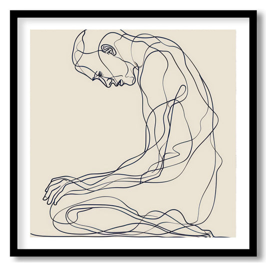 This minimalist line art captures a moment of introspective serenity, elegantly drawn against a for office