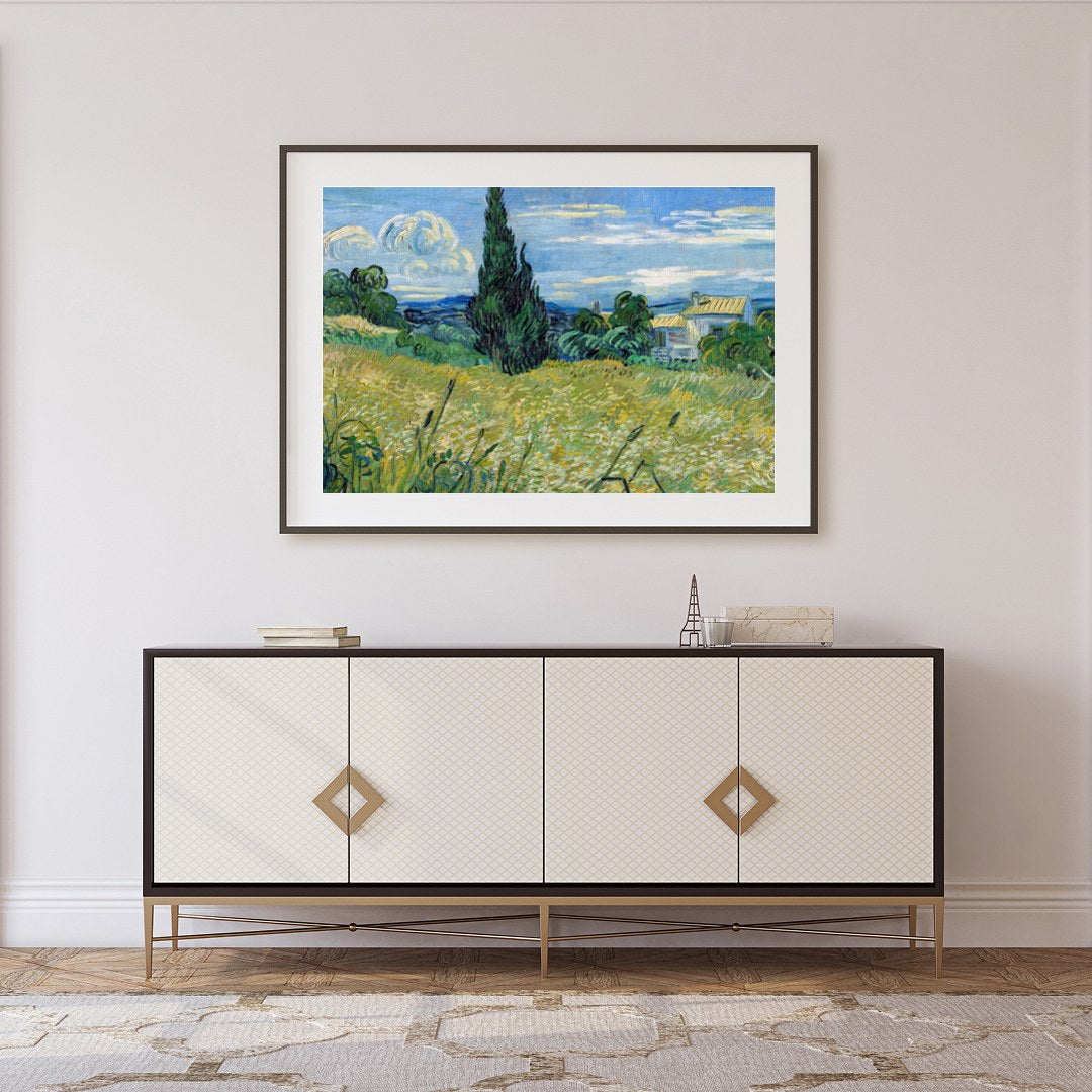 Immerse yourself in the tranquil allure of the countryside with this stunning artwork. Featuring for Foyer
