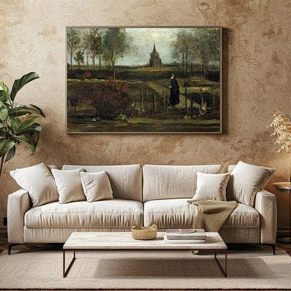 Immerse yourself in the tranquil beauty of this pastoral landscape, capturing a solitary figure for Family Room