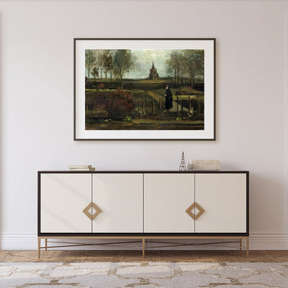 Immerse yourself in the tranquil beauty of this pastoral landscape, capturing a solitary figure for Foyer