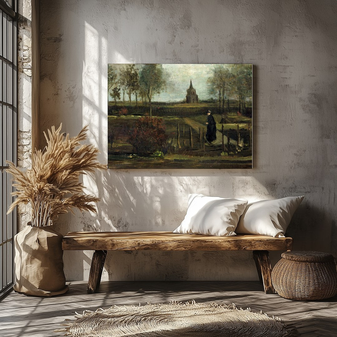 Immerse yourself in the tranquil beauty of this pastoral landscape, capturing a solitary figure for Veranda