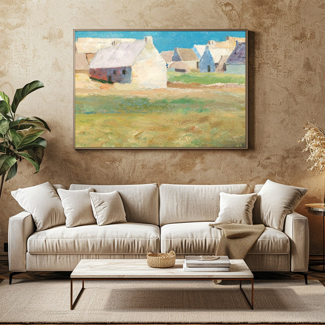 Immerse yourself in the tranquil beauty of a serene countryside village with this exquisite for Family Room