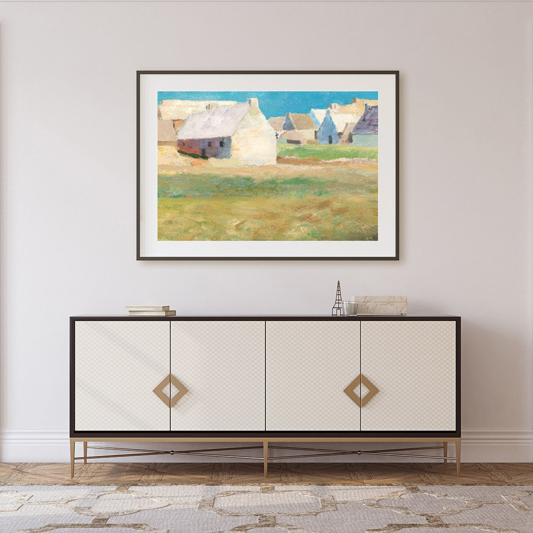 Immerse yourself in the tranquil beauty of a serene countryside village with this exquisite for Foyer
