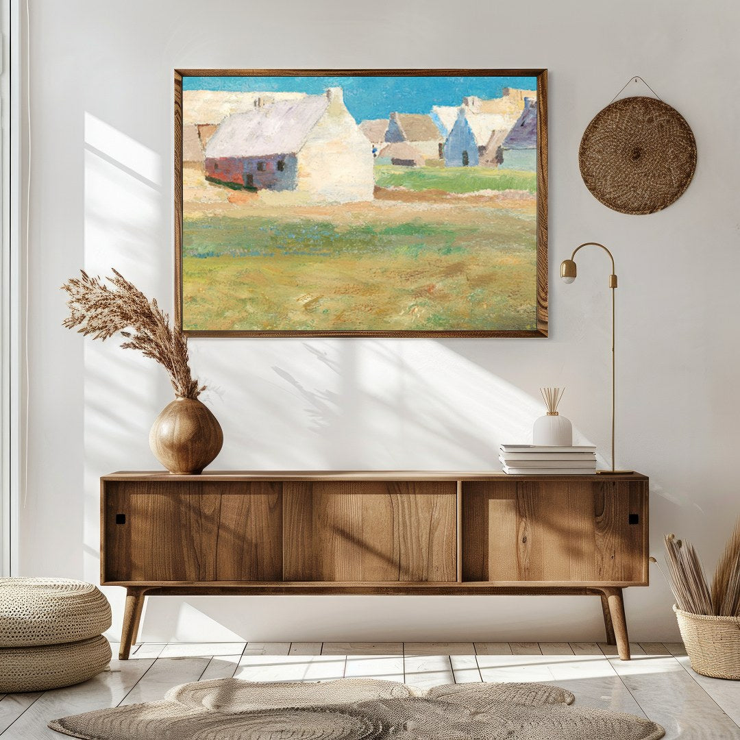 Immerse yourself in the tranquil beauty of a serene countryside village with this exquisite for Sitting Area