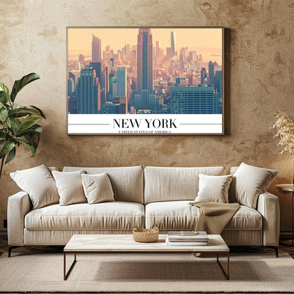 Capture the tranquil beauty of New York at dawn with this stunning artwork. The soft pastel hues for Family Room