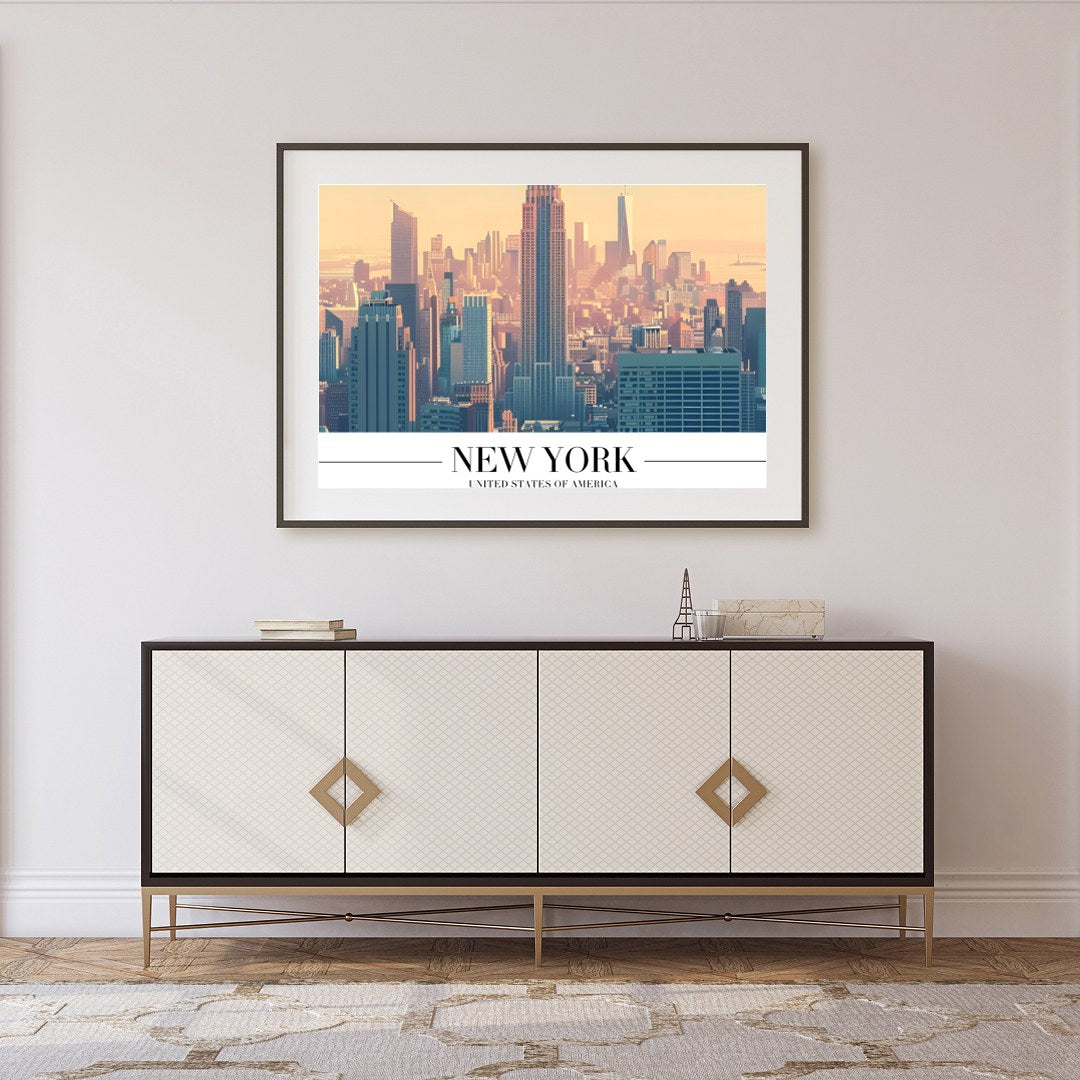 Capture the tranquil beauty of New York at dawn with this stunning artwork. The soft pastel hues for Foyer