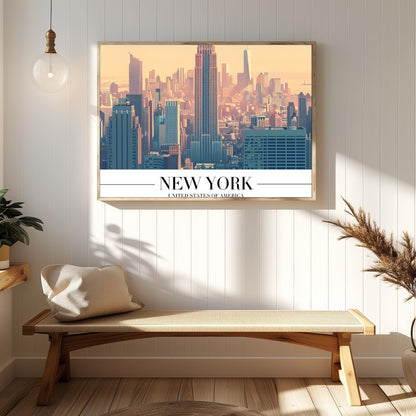 Capture the tranquil beauty of New York at dawn with this stunning artwork. The soft pastel hues for Hallway