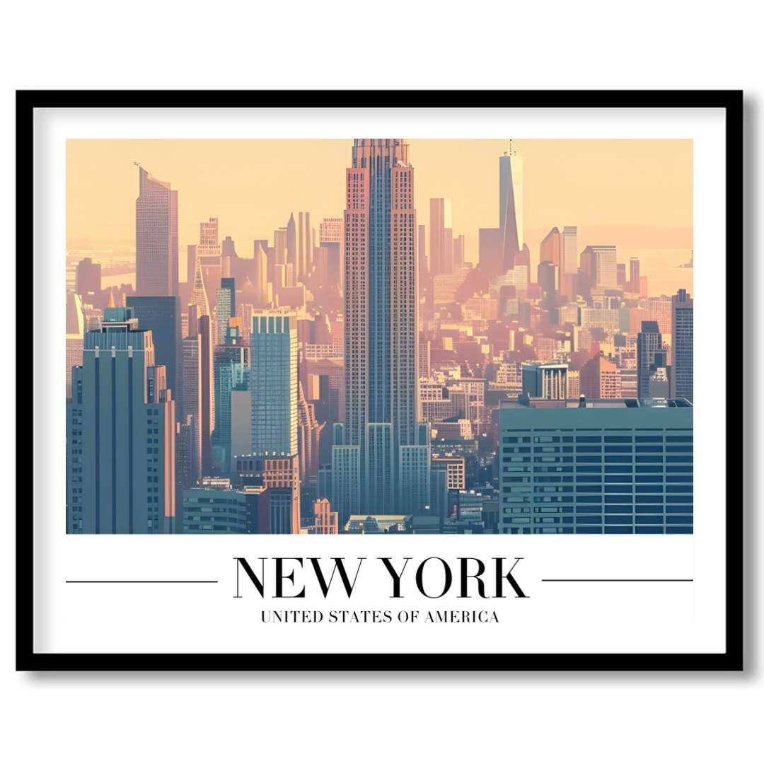 Capture the tranquil beauty of New York at dawn with this stunning artwork. The soft pastel hues for room