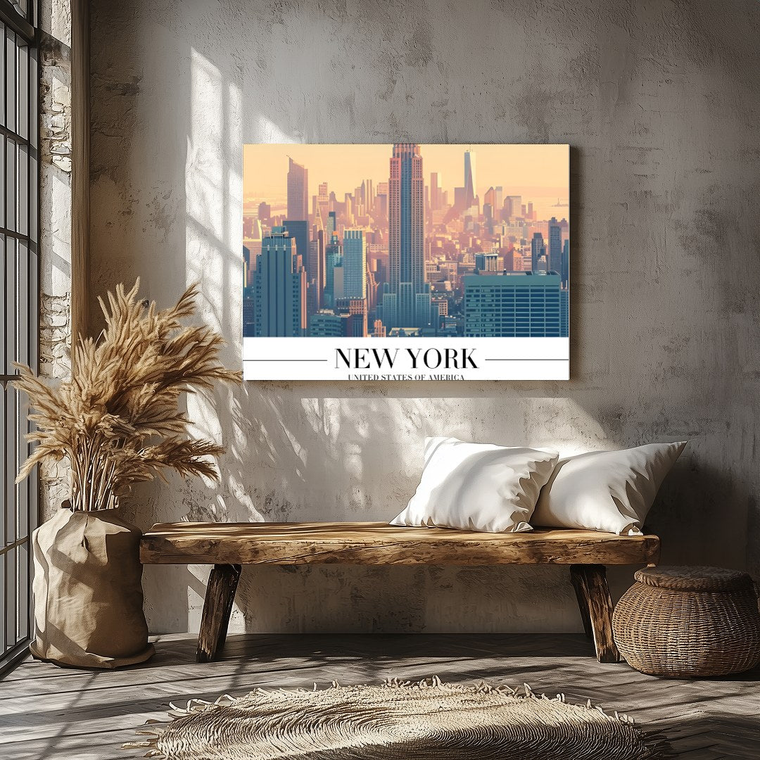 Capture the tranquil beauty of New York at dawn with this stunning artwork. The soft pastel hues for Veranda