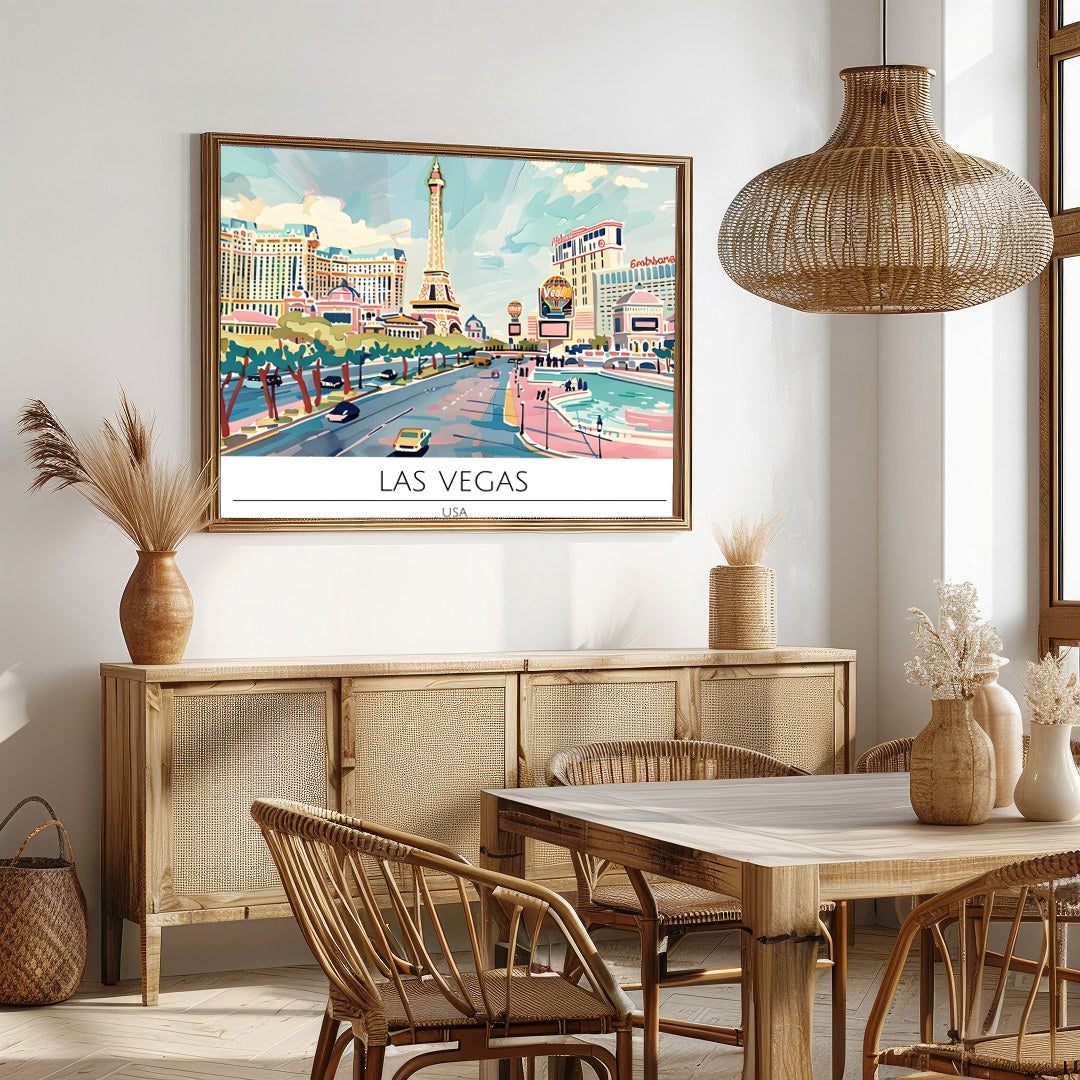 Experience a tranquil moment amidst the vibrant energy of Las Vegas with this stunning artwork. for Dining
