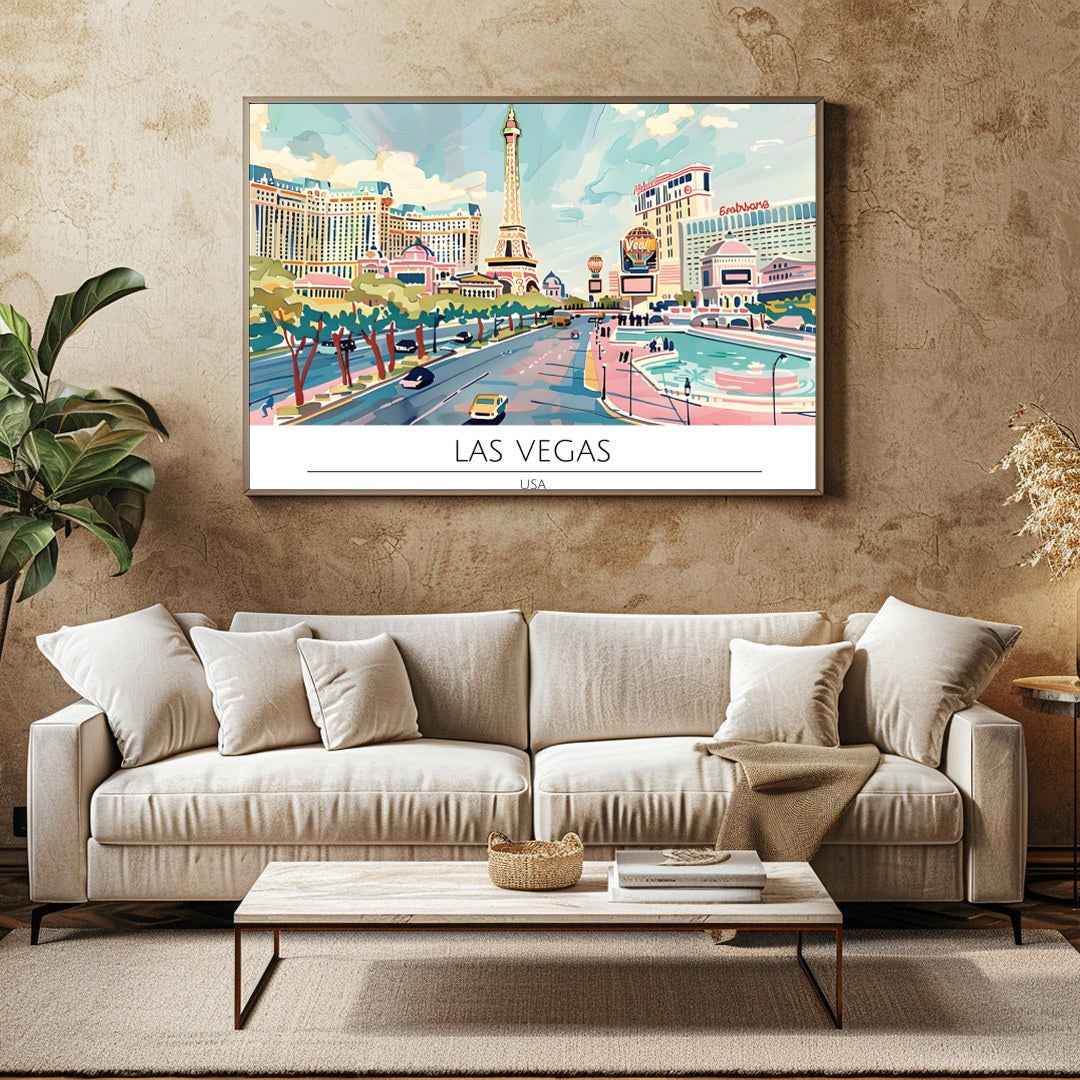 Experience a tranquil moment amidst the vibrant energy of Las Vegas with this stunning artwork. for Family Room