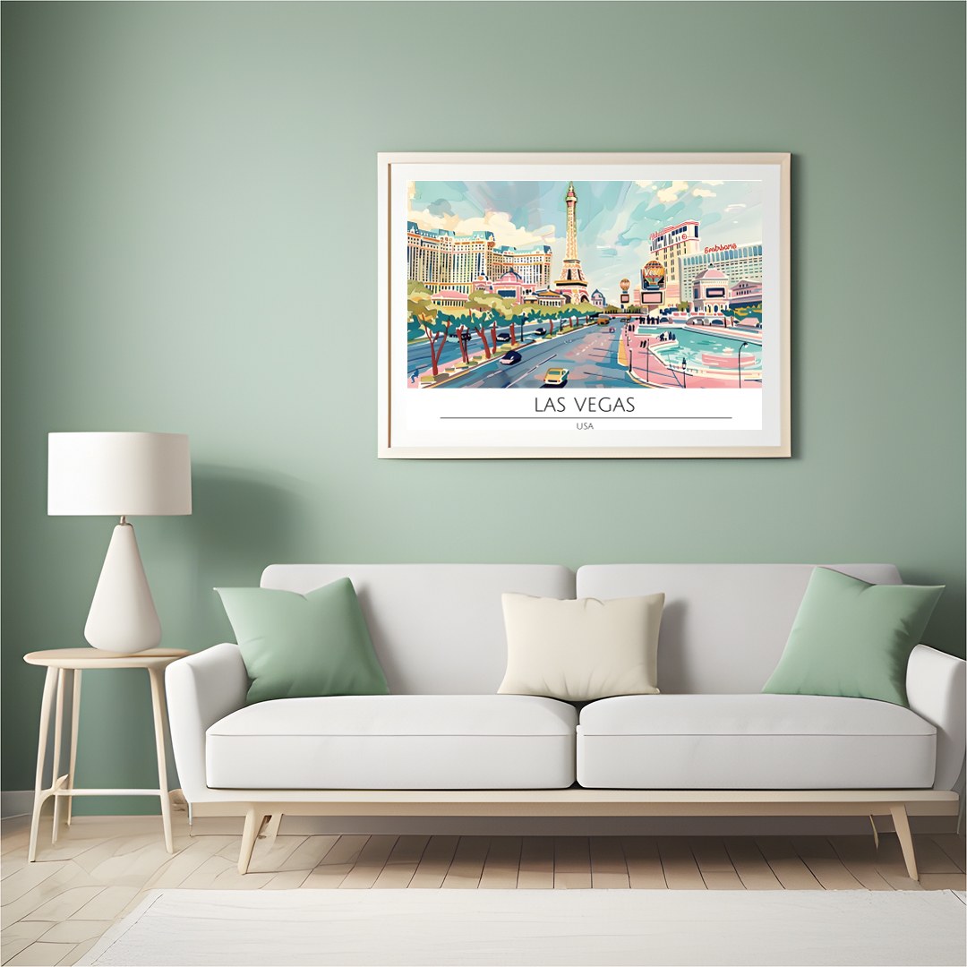 Experience a tranquil moment amidst the vibrant energy of Las Vegas with this stunning artwork. for Hall