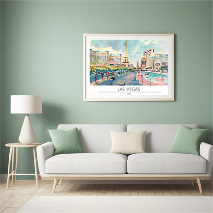 Experience a tranquil moment amidst the vibrant energy of Las Vegas with this stunning artwork. for Hall