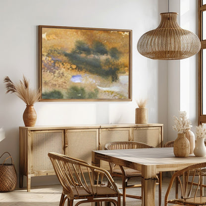 Experience the tranquil beauty of a vast desert landscape captured in watercolor. This artwork for Dining